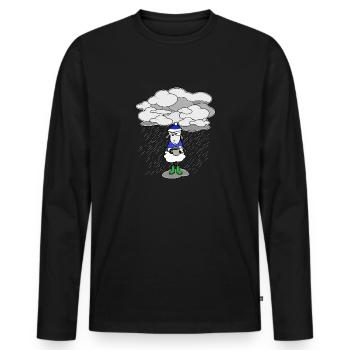 Moutons par temps de pluie - T-shirt manches longues Premium bio Homme - noir - Devant - Nico (187cm)