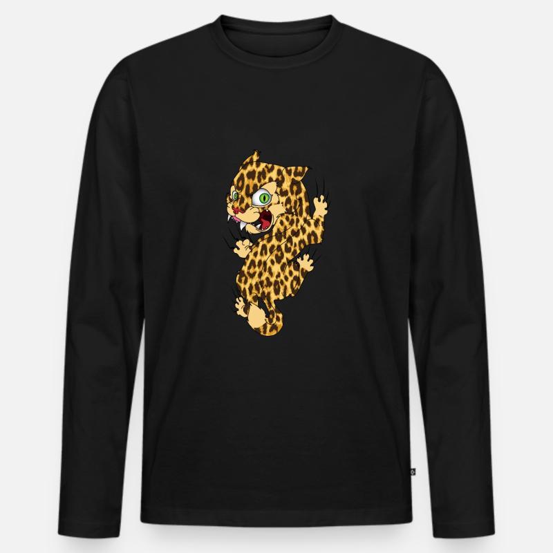 Leopard Safari Savanne Afrika - Männer Premium Bio Langarmshirt - Schwarz