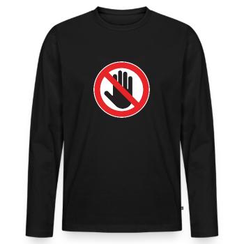 Nicht berühren - Männer Premium Bio Langarmshirt - Schwarz - Vorne - Nico (187cm)
