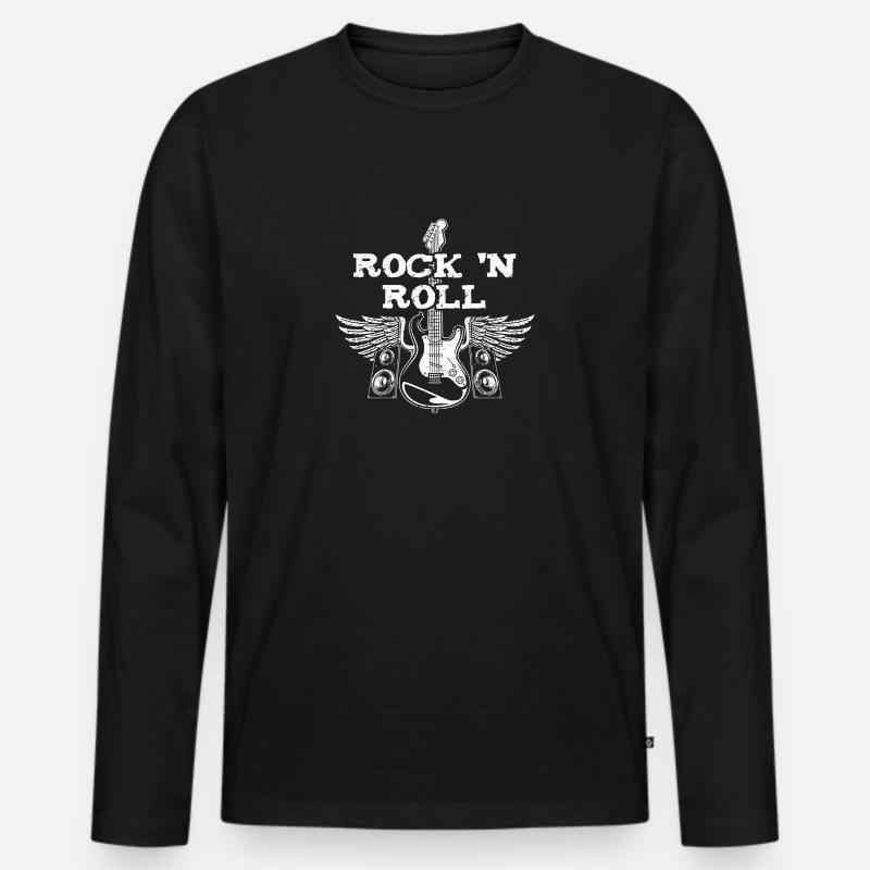Rock 'N Roll - Musiker - Männer Premium Bio Langarmshirt - Schwarz