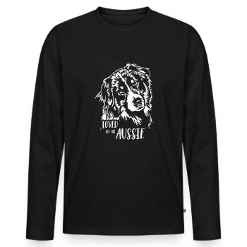 AUSTRALIAN SHEPHERD loved by an Aussie Wilsigns - Men's Premium Organic Long Sleeve Shirt - black - Front - Nico (187cm)