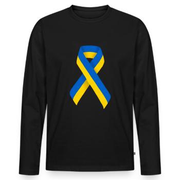 Ruban de bande ukrainienne Drapeau Ukraine - T-shirt manches longues Premium bio Homme - noir - Devant - Nico (187cm)