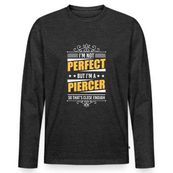 Studio de tatouage Piercer - T-shirt manches longues Premium bio Homme - anthracite chiné - Devant - Nico (187cm)
