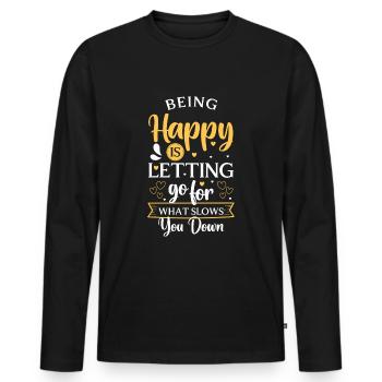 Happiness Motivation Life Energy - Men's Premium Organic Long Sleeve Shirt - black - Front - Nico (187cm)