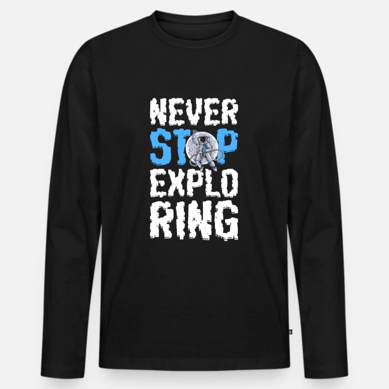 Astronaut sterne - Männer Premium Bio Langarmshirt - Schwarz