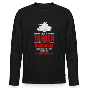 Kampfpanzer Stahl Soldat Kraft - Männer Premium Bio Langarmshirt - Schwarz - Vorne - Nico (187cm)
