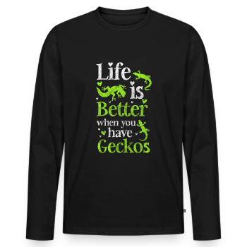 Geckos Lizard Terrarium - Men's Premium Organic Long Sleeve Shirt - black - Front - Nico (187cm)