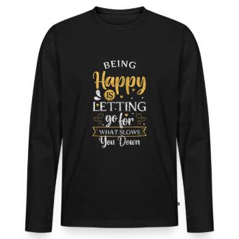 Shamrock Optimist Lucky Guy - Men's Premium Organic Long Sleeve Shirt - black - Front - Nico (187cm)