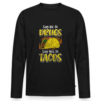 Drogenfrei Süchtig Clean Neustart - Männer Premium Bio Langarmshirt - Schwarz - Vorne - Nico (187cm)