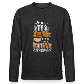 Tea Lover Recreation Teapot - Men's Premium Organic Long Sleeve Shirt - heather anthracite - Front - Nico (187cm)