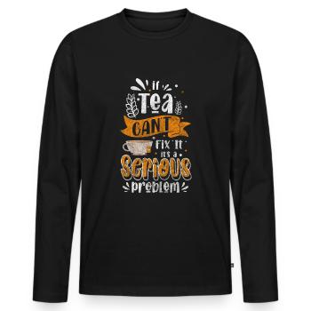 Tea Lover Recreation Teapot - Men's Premium Organic Long Sleeve Shirt - black - Front - Nico (187cm)