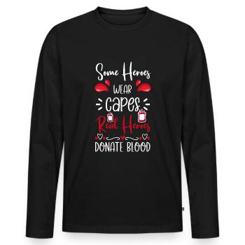Blutspende Danke Gemeinsam Ehrenamt - Männer Premium Bio Langarmshirt - Schwarz - Vorne - Nico (187cm)