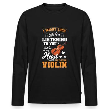 Violin, Instrument, Classical, String Instrument - Men's Premium Organic Long Sleeve Shirt - black - Front - Nico (187cm)