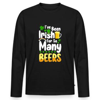 Irish Shamrock Leprechaun Ireland - Men's Premium Organic Long Sleeve Shirt - black - Front - Nico (187cm)