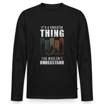 Arbre de conservation de la nature Forester - T-shirt manches longues Premium bio Homme - noir - Devant - Nico (187cm)