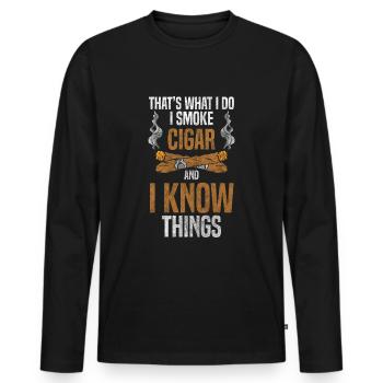 Smoking Cigar Men's Night Out Tobacco Lifestyle - Men's Premium Organic Long Sleeve Shirt - black - Front - Nico (187cm)