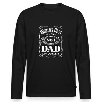 No. 1 Dad - Vatertag - Dad - Shirt - Männer Premium Bio Langarmshirt - Schwarz - Vorne - Nico (187cm)