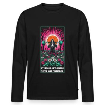 Grim Reaper Powerlifting Gym & Musculation - T-shirt manches longues Premium bio Homme - noir - Devant - Nico (187cm)