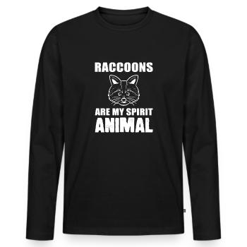 Raccoons Intelligent Person Gift - Men's Premium Organic Long Sleeve Shirt - black - Front - Nico (187cm)