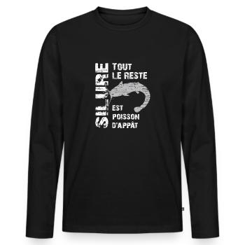 Pêche au silure Tout le reste est poisson d'appât - T-shirt manches longues Premium bio Homme - noir - Devant - Nico (187cm)