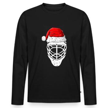 Xmas Weihnachtsmannmütze Weihnachten Eishockey - Männer Premium Bio Langarmshirt - Schwarz - Vorne - Nico (187cm)