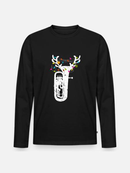Weihnachts-Tuba-Musiker Rentier Weihnachts-Tuba - Männer Premium Bio Langarmshirt - Schwarz