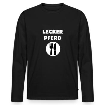 LECKER PFERD - Männer Premium Bio Langarmshirt - Schwarz - Vorne - Nico (187cm)