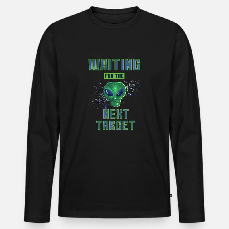 Alien Attack - Männer Premium Bio Langarmshirt - Schwarz