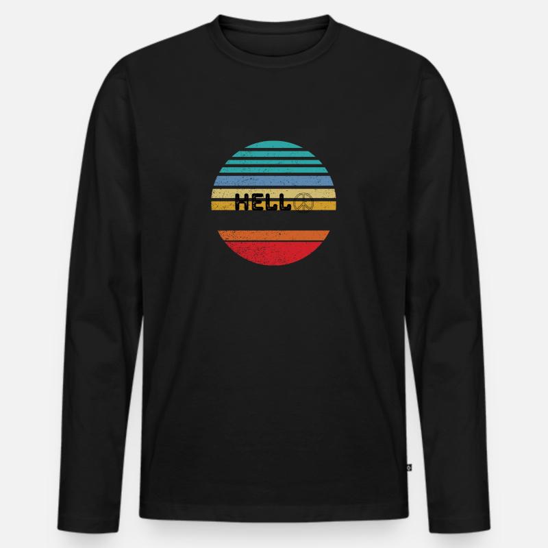 Hallo Retro - Männer Premium Bio Langarmshirt - Schwarz