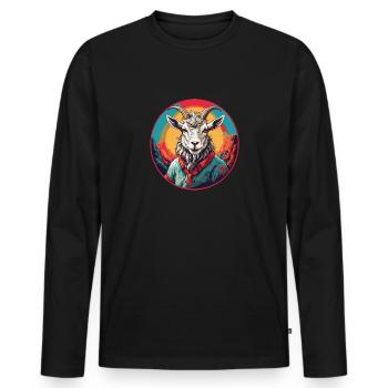 Chèvre colorée sur la roue chromatique colorée - T-shirt manches longues Premium bio Homme - noir - Devant - Nico (187cm)