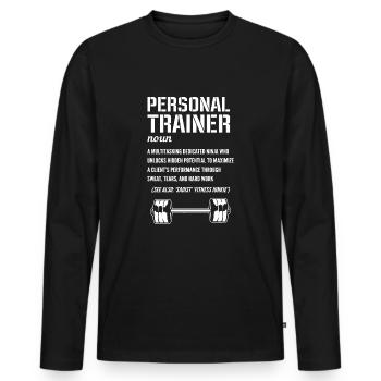 Trainer - Men's Premium Organic Long Sleeve Shirt - black - Front - Nico (187cm)