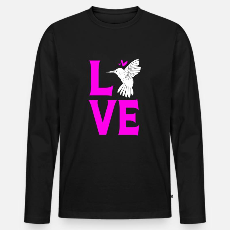 Kolibri - Männer Premium Bio Langarmshirt - Schwarz