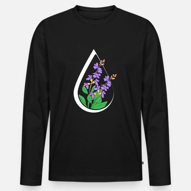 Ätherisches Öl - Männer Premium Bio Langarmshirt - Schwarz