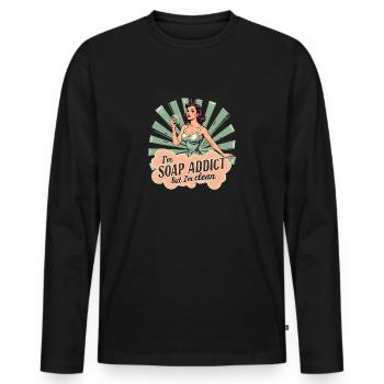 Soap Making - I'm a Soap Addict - Men's Premium Organic Long Sleeve Shirt - black - Front - Nico (187cm)