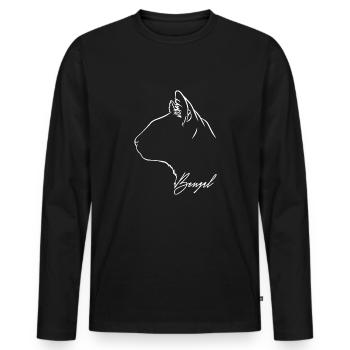 Bengal Profil Katzen Katze Wilsigns - Männer Premium Bio Langarmshirt - Schwarz - Vorne - Nico (187cm)