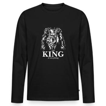 Longhaired Collie King of Everything Dogs Wilsigns - Men's Premium Organic Long Sleeve Shirt - black - Front - Nico (187cm)