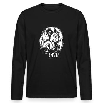 Cavalier King Charles Spaniel loved by a Cavie - Men's Premium Organic Long Sleeve Shirt - black - Front - Nico (187cm)