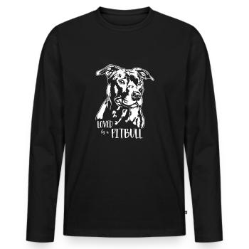 Aimé par un Pitbull American Pitbull Dogs Wilsigns - T-shirt manches longues Premium bio Homme - noir - Devant - Nico (187cm)