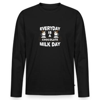 Everyday Is A Chocolate Milk Day - Chocolate - Men's Premium Organic Long Sleeve Shirt - black - Front - Nico (187cm)