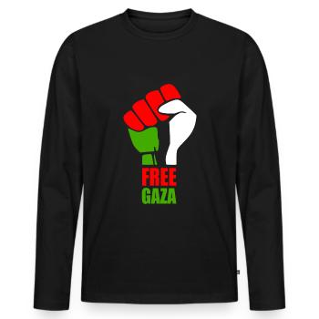 Save gaza - Men's Premium Organic Long Sleeve Shirt - black - Front - Nico (187cm)