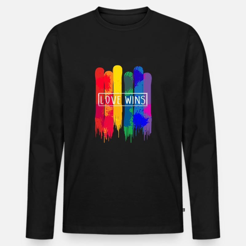 Liebe gewinnt LGBT - Männer Premium Bio Langarmshirt - Schwarz