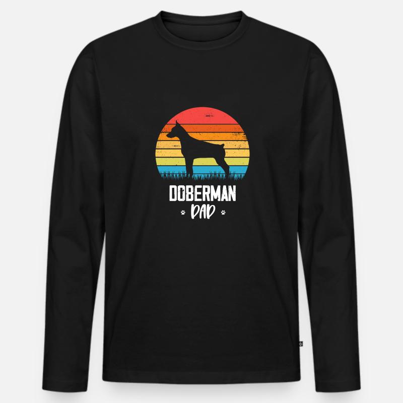 Dobermann - Männer Premium Bio Langarmshirt - Schwarz
