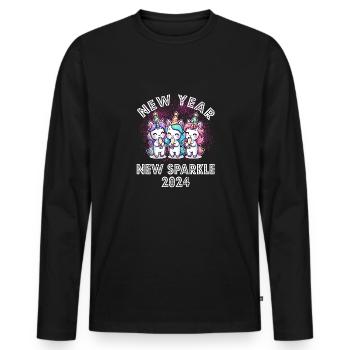 Einhorn Party Crew Silvester Party Design - Männer Premium Bio Langarmshirt - Schwarz - Vorne - Nico (187cm)