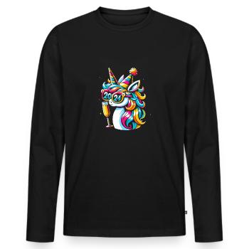 Unicorn Party New Year's Eve Party 2024 Design - Men's Premium Organic Long Sleeve Shirt - black - Front - Nico (187cm)