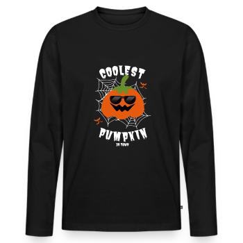 Citrouille la plus cool de tous les temps Halloween - T-shirt manches longues Premium bio Homme - noir - Devant - Nico (187cm)