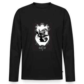 Black cat oracle - T-shirt manches longues Premium bio Homme - noir - Devant - Nico (187cm)