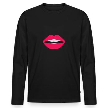 Bouche - T-shirt manches longues Premium bio Homme - noir - Devant - Nico (187cm)