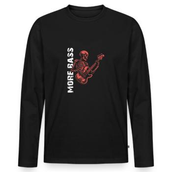 Crâne de squelette avec guitare basse et basse Saying More - T-shirt manches longues Premium bio Homme - noir - Devant - Nico (187cm)