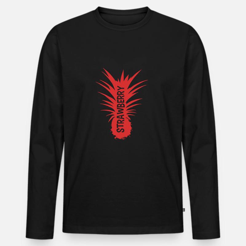 ErdbeereAnanas red cut - Männer Premium Bio Langarmshirt - Schwarz