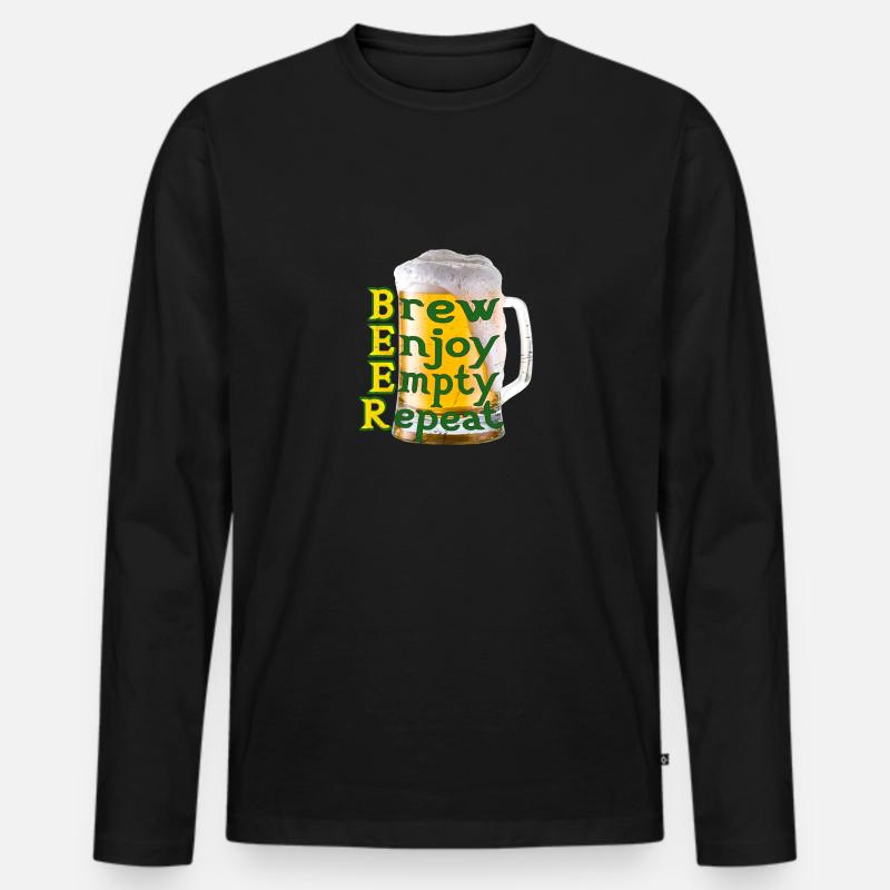 BEER BREW ENJOY EMPTY REPEAT - Männer Premium Bio Langarmshirt - Schwarz